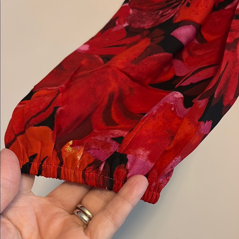 Vibrant Red Floral Long Sleeve Dress - Picture 3 of 4